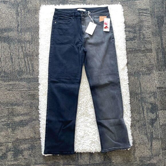 Cello High Rise Two Tone Straight Jean - 11 - Picture 1 of 5